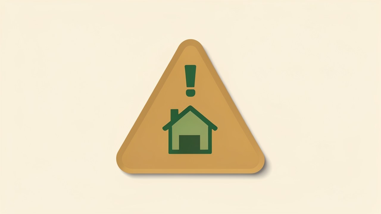 An illustration of a warning sign with a small house inside, symbolizing potential penalties.