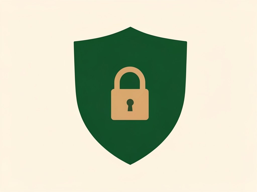 An illustration of a shield with a lock icon inside, symbolizing privacy protection.