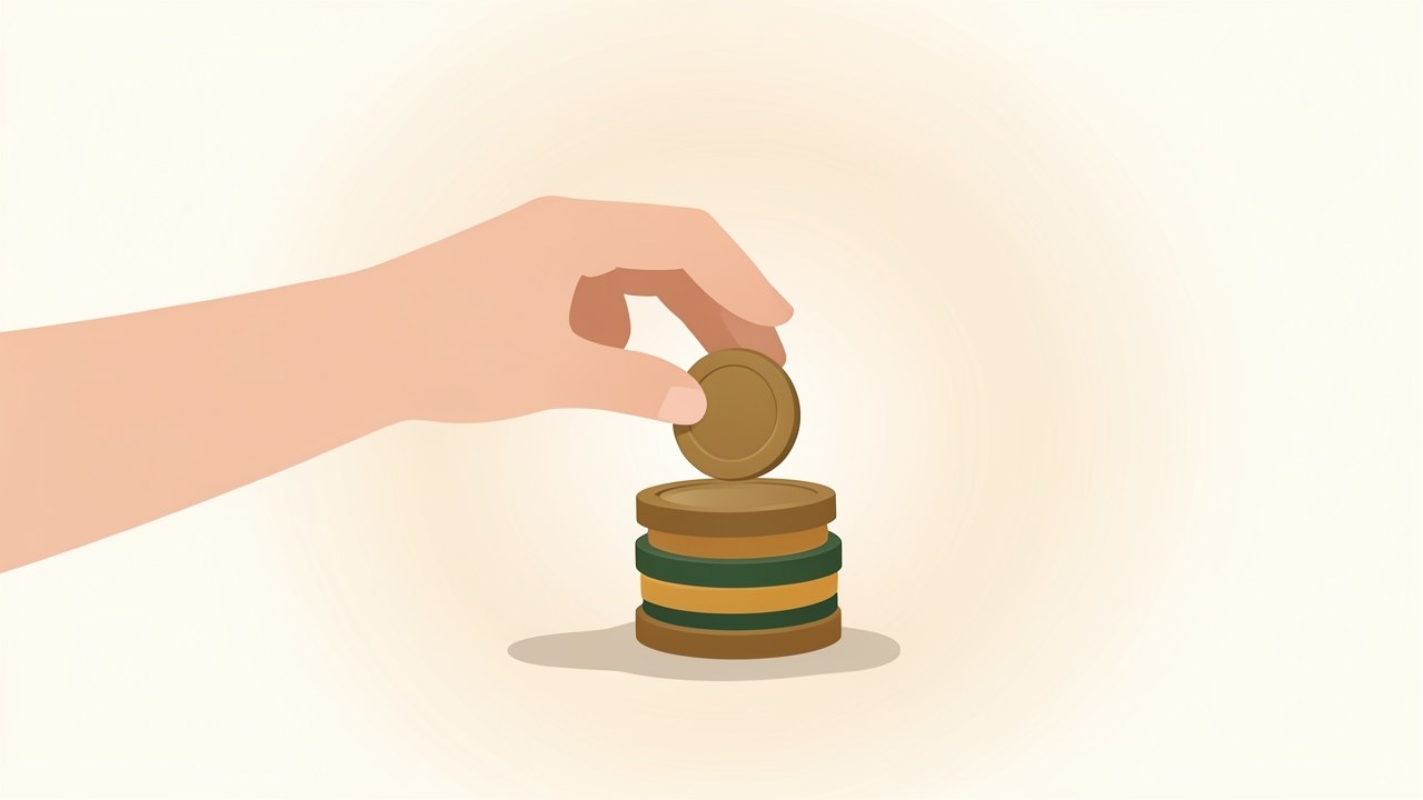 An illustration of a hand adding a coin to a stack of coins, symbolizing extra payments.