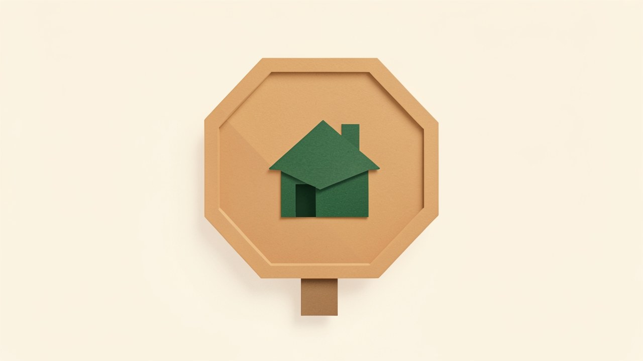 An illustration of a stop sign in front of a house, symbolizing when not to make extra payments.